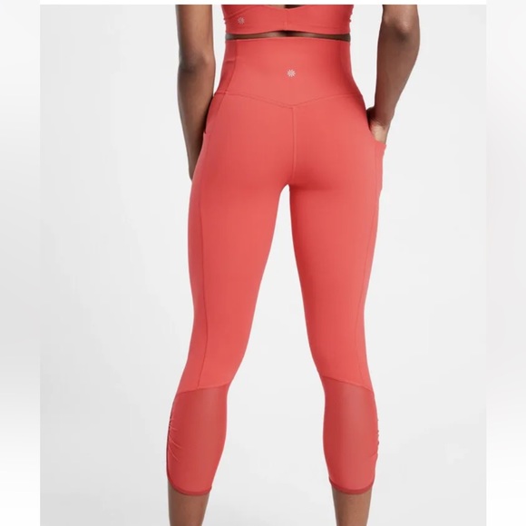 Athleta Salutation Stash Pocket Intention Capri in Lychee Red Powervita - Picture 2 of 5